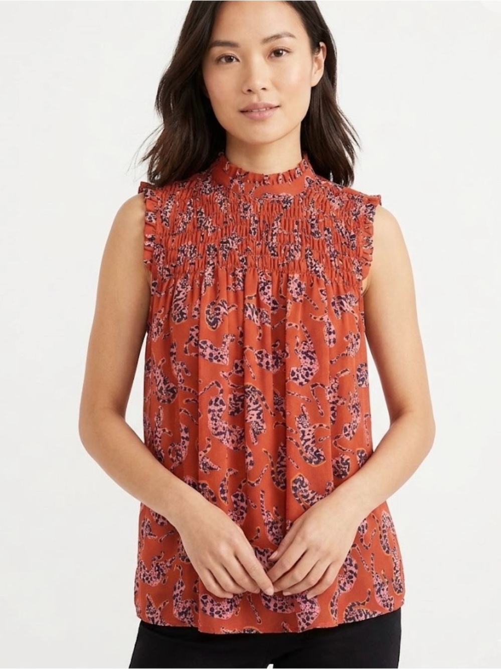 Maeve Anthropologie Darby Women's Sz 0  Big Cat Print Festival Playful Boho Fun